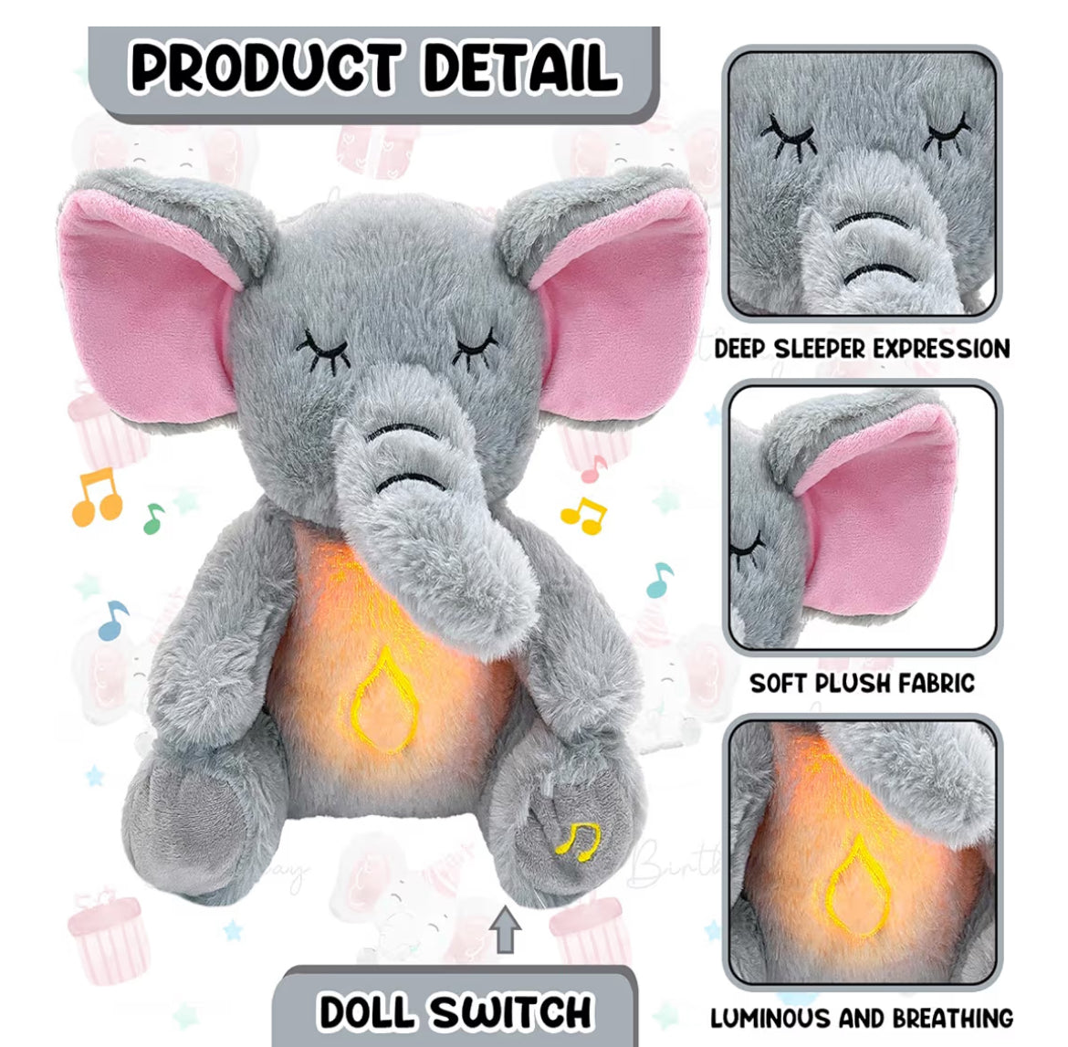 Elephant Peluche Calmante que Respira